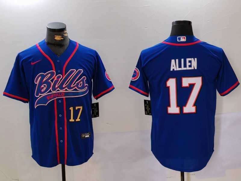 Men%27s Buffalo Bills #17 Josh Allen Blue Team Cool Base Stitched Baseball Jersey
